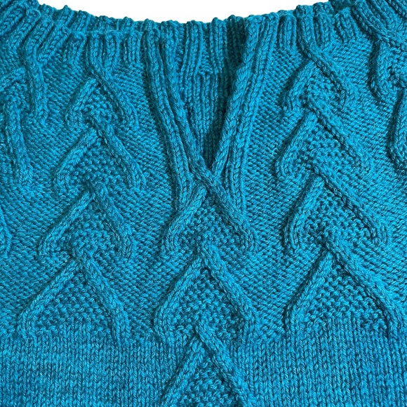 BNWOT Hand Knit Tunic Sweater in Teal Heather Green Size S - Picture 4 of 8